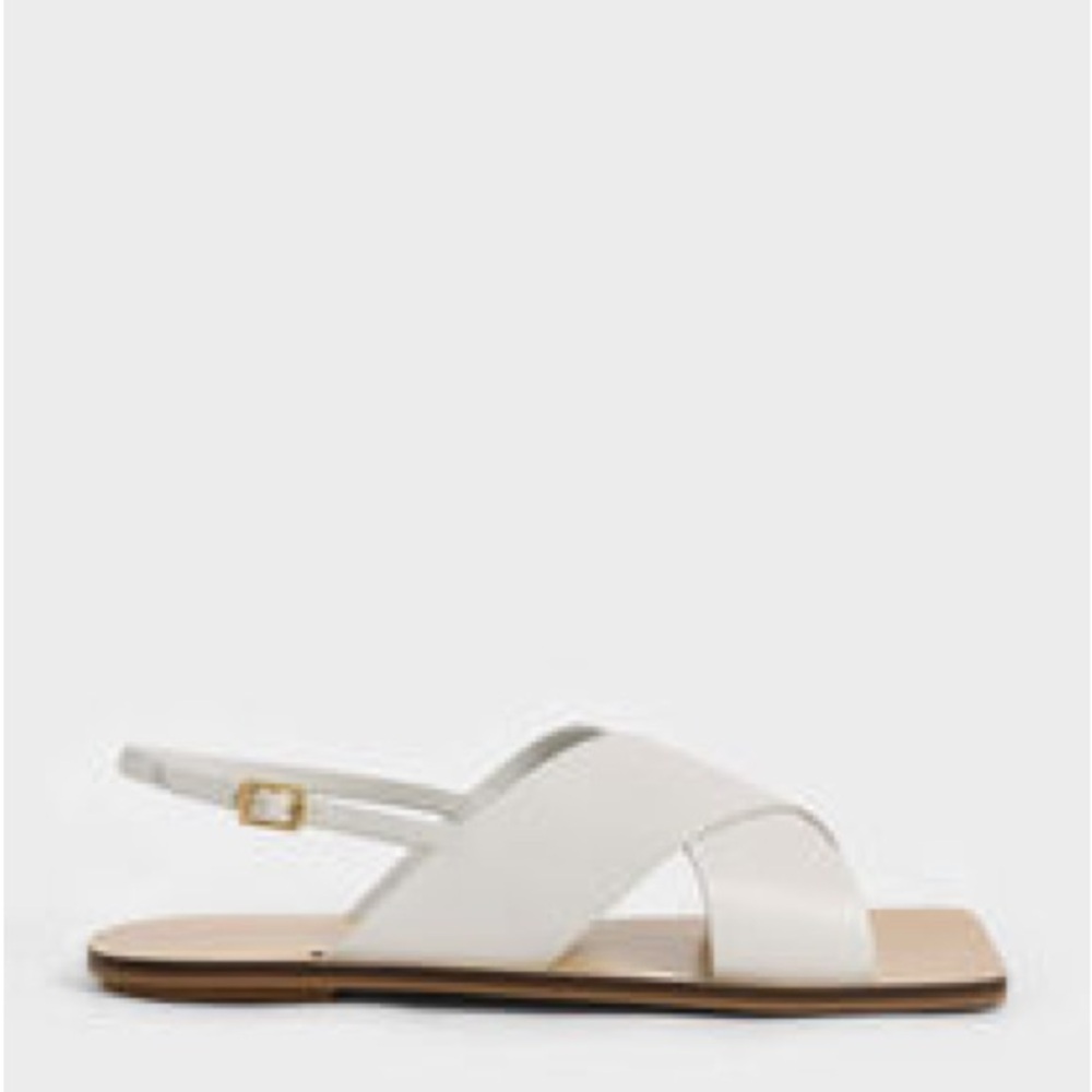 Charles & Keith criss-cross sandals white